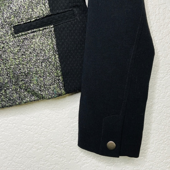 CABI Black Green Metallic Tweed Textured Panel Media Jacket Style 3036 Sz Small - Picture 6 of 8